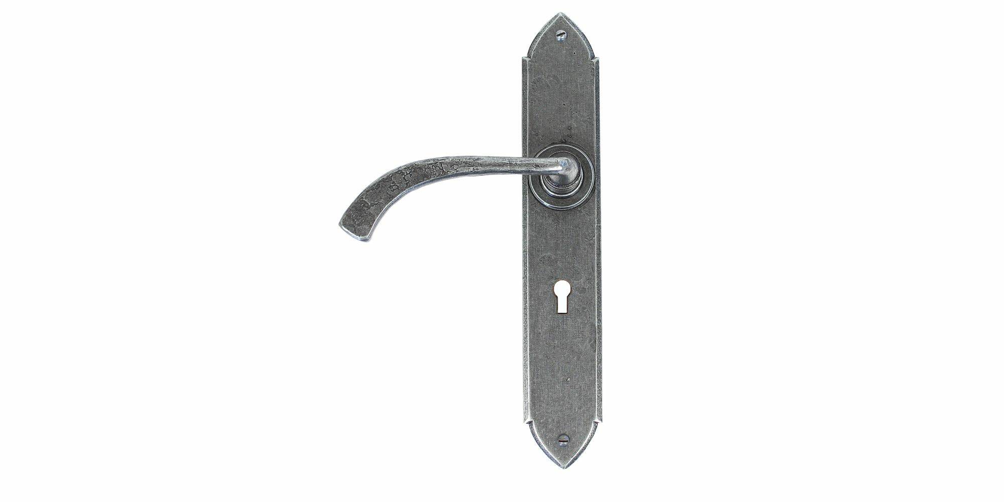 Pewter Gothic Curved Sprung Lever Lock Set